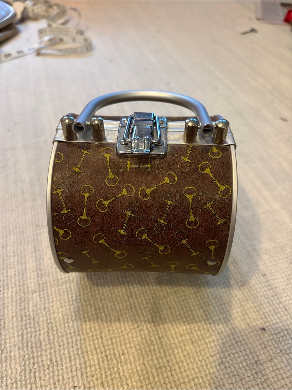 Mini Equestrian Printed Barrel Handle Bag - Designer Style